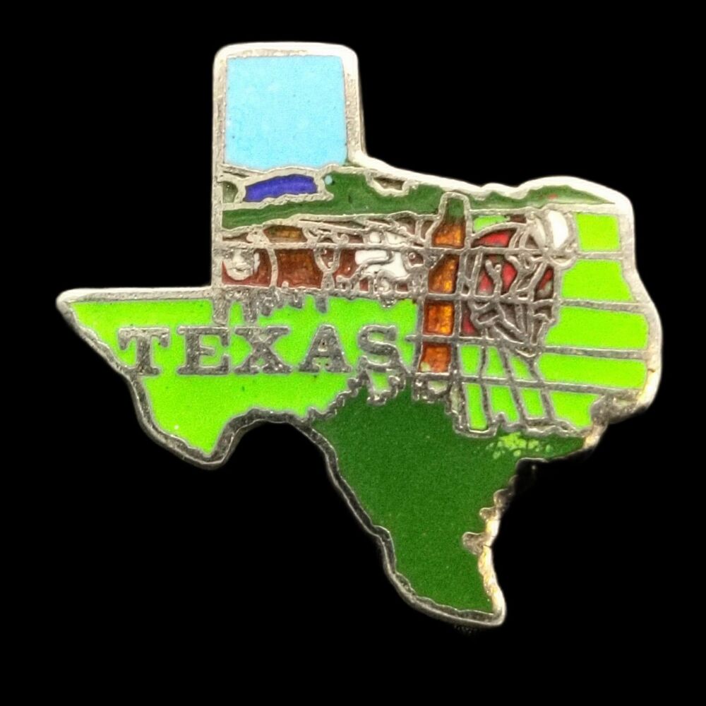 Texas State Map Lapel Pin Souvenir Enamel Metal Collectible Approx 1.25"
